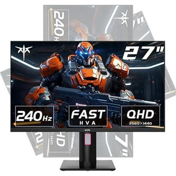 KTC H27E22 27 in. 240Hz Gaming Monitor - QHD 2560 x 1440 - Fast HVA - HDR400 - G-Sync & FreeSync - USB-Type C-DisplayPort & HDMI - VESA Mountable - Pivot Height Tilt Adjustable