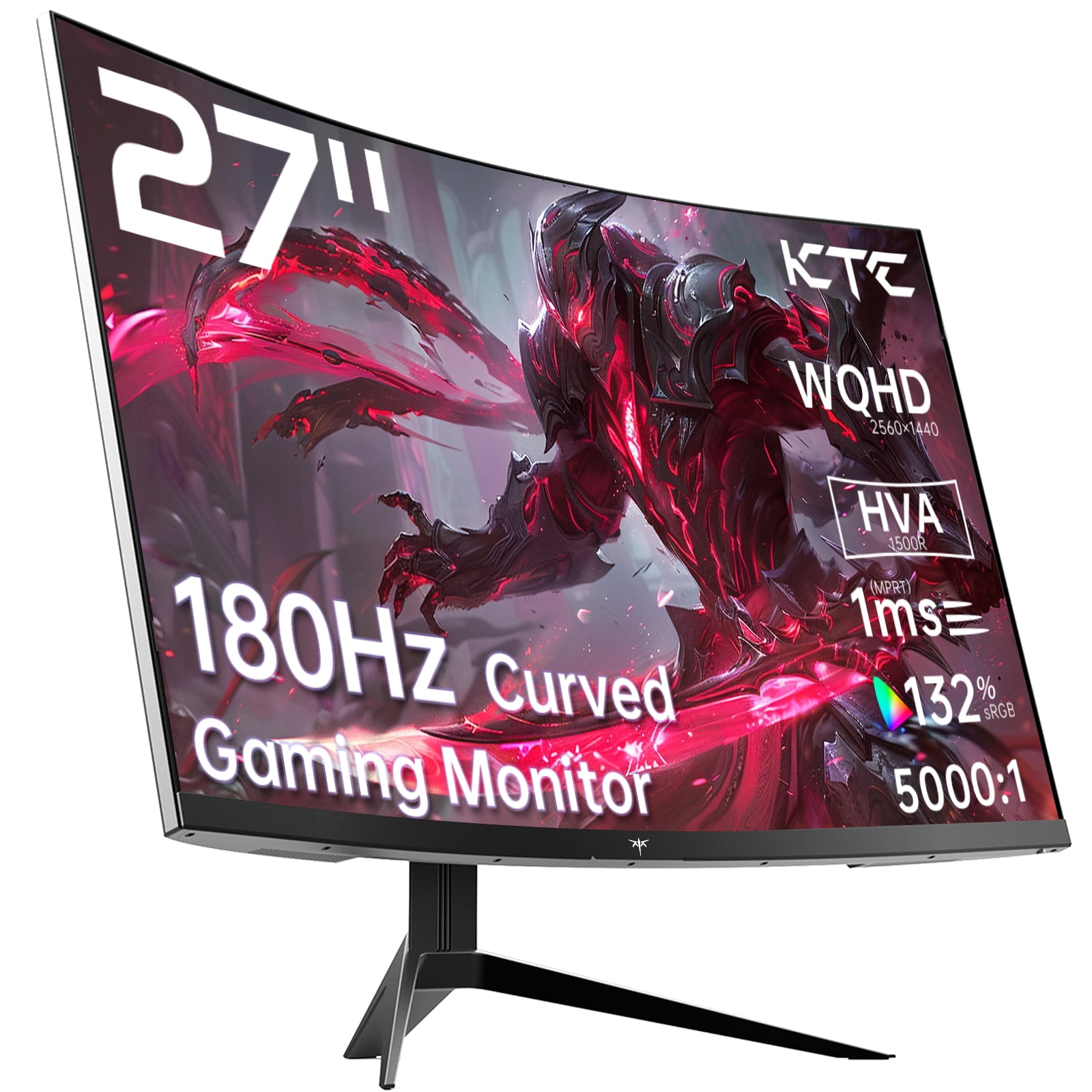 KTC 27 inch Gaming Monitor, 1440P Curved Monitor, 180Hz, 144Hz, 2K