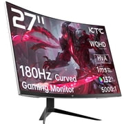 KTC 27 inch Gaming Monitor, 1440P Curved Monitor, 180Hz, 144Hz, 2K, 1500R, 1ms, FreeSync/G-Sync Compatible, DisplayPort/HDMI/USB, Ultrawide PC Vesa/Wall Mount Computer Monitor, H27S17