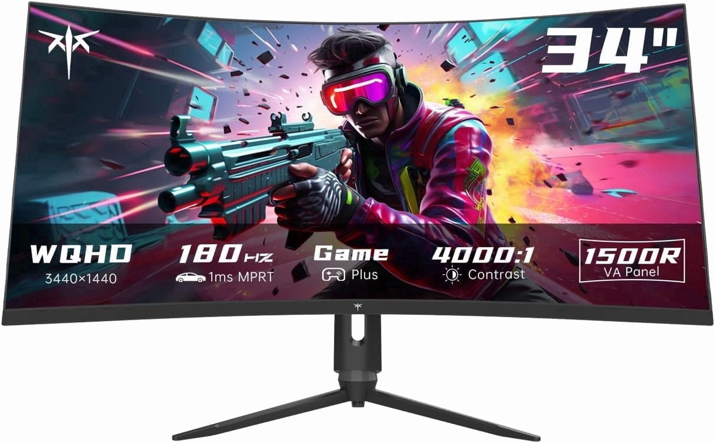 KTC 34 Inch Ultrawide Monitor, 180Hz WQHD 3440x1440 Curved Gaming Monitor, 1500R PC Monitor, HDR, FreeSync & G-Sync, HDMI, DisplayPort, VESA, Tilt Swivel Height Pivot Adjustment, H34S18S