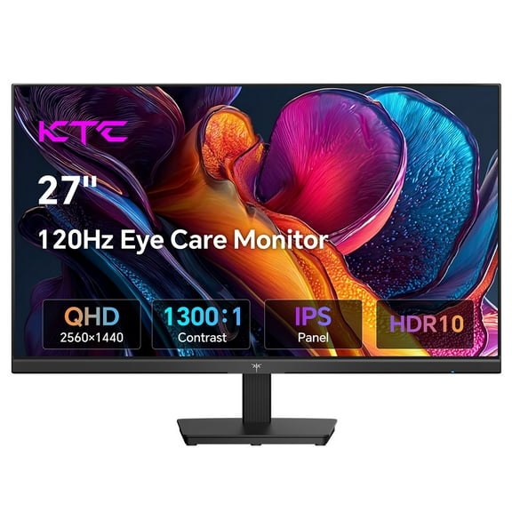 KTC 27 Inch QHD Computer Monitor 100Hz, Up to 120Hz, IPS Panel, 2K 1440P PC Gaming Monitor for Home Office, Adaptive-Sync Support, HDR10, Tilt Adjustable, H27D9