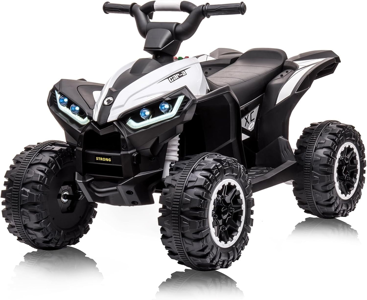 Kids Black and White 12V Electric Quad with LED Lights
