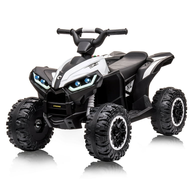 KTENME 12V Kids Ride On Electric ATV 4 Wheeler Off Road 4WD Car Toy w 2 Control Modes Treaded Tires LED Lights Accelerator Handle Foot Pedal Spring Suspension AUX Port Walmart