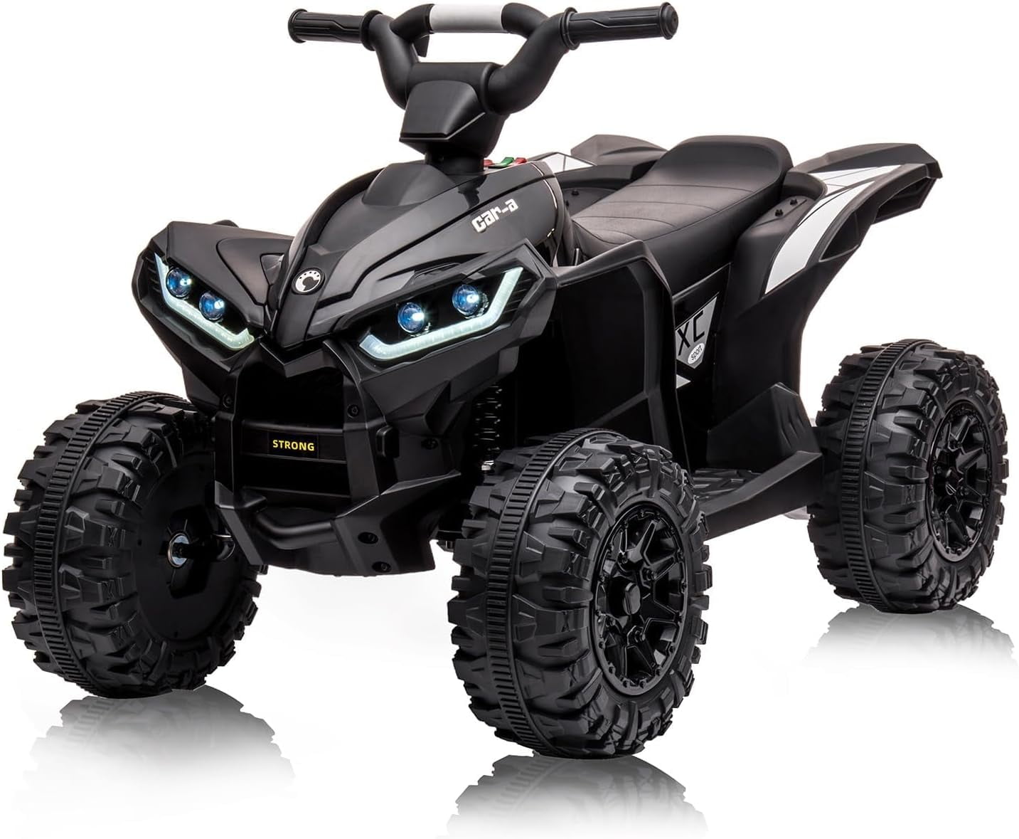 12V Black Quad Kids Ride-On Electric ATV with LED Lights