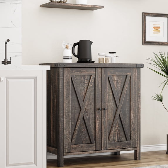 KTENME 2024 New Retro Style Coffee Bar Cabinet, Sideboard with Drawer and Adjustable Shelf, Storage Cabinet for Kitchen, Dining Room, Bathroom, Entryway