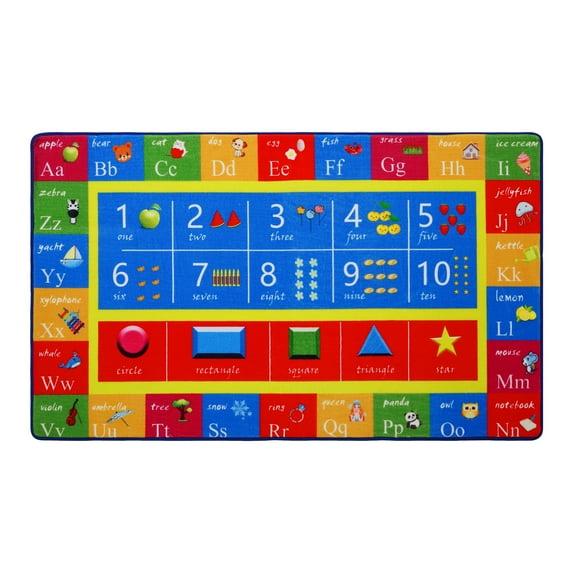 KTENME Area Rug 3x5 Kids Rug for Classroom Kids Playmat ABC Educational Area Rug Toddler Classroom Play Rug Baby Playroom Mat for Children Bedroom Nursery Playroom Classroom, 3' x 5'