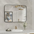 thumbnail image 1 of KTENME Bathroom Mirror, Large Size Stylish Wall-Mounted Rectangular Bathroom Vanity Mirror with Black Metal Frame - Explosion-Proof, Moisture-Resistant, 1 of 8