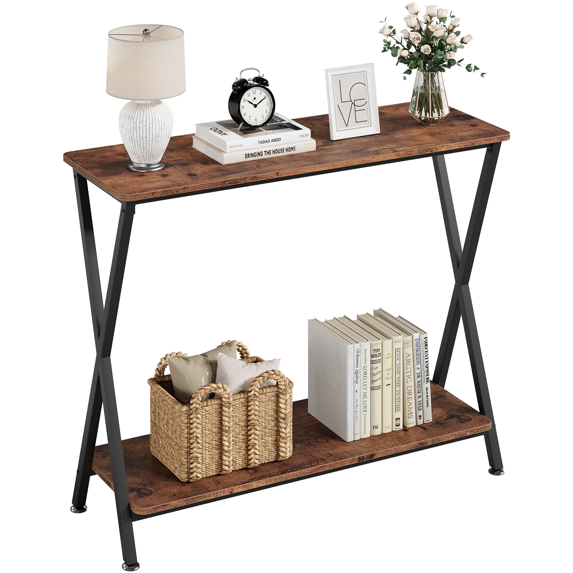 KTENME Console Table, Sofa Tables Narrow Entryway Table with Shelf and ...