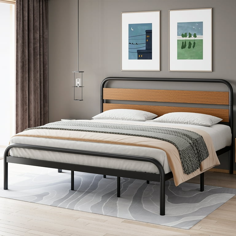 Light brown top wood headboard