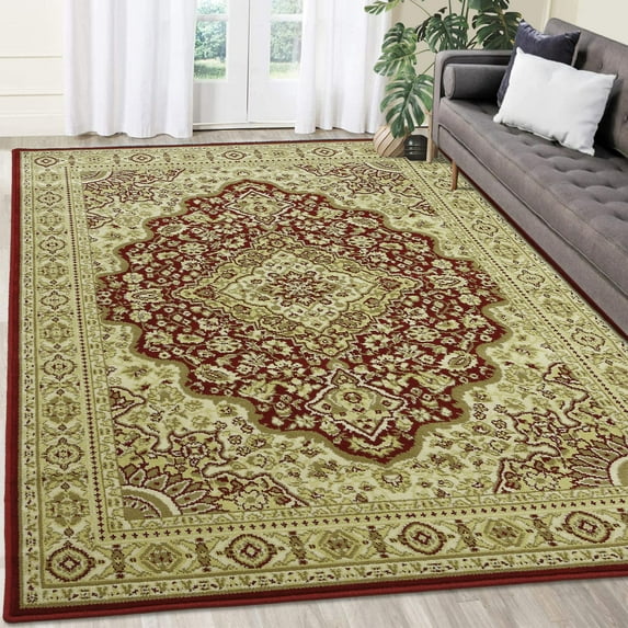 KTENME Small Area Rug Oriental Traditional Area Rug Persian Area Rug Medallion Collection Non-Shedding Indoor Area Rug for Living Room Bedroom Dining Room