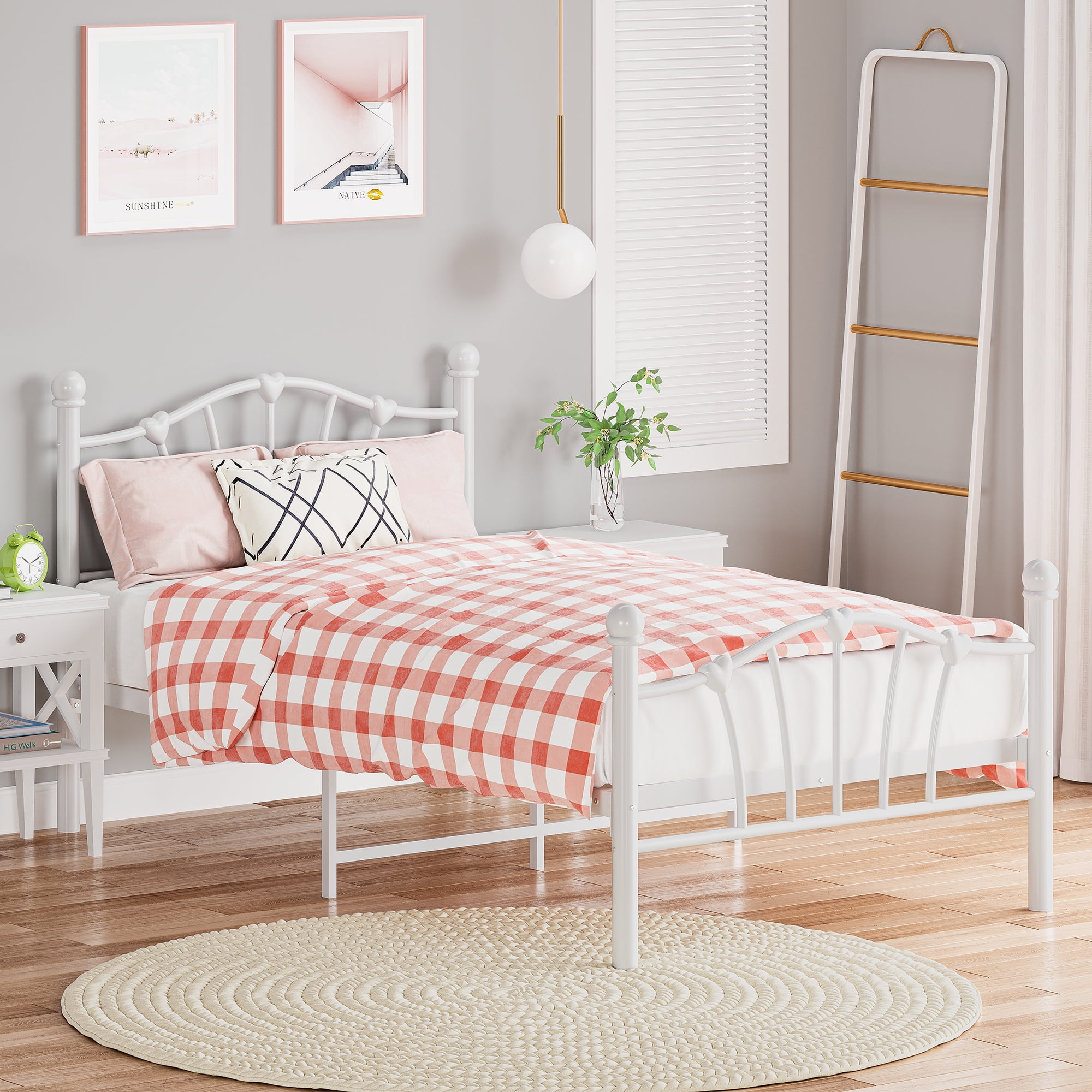 Walmart white metal bed frame discount
