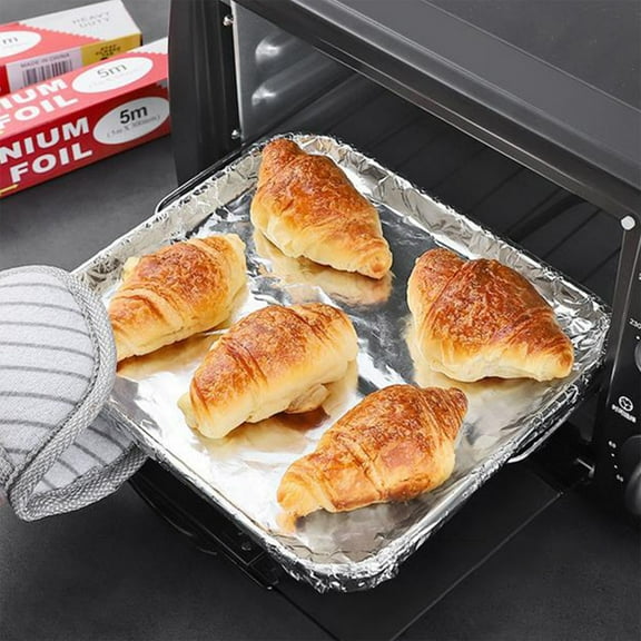 KTFgvq Aluminum Foil Roll, Heavy Duty Disposable Baking Sheet, Barbecue Liner, Oven Reliable Food Wrap for Kitchen Prep, Silver