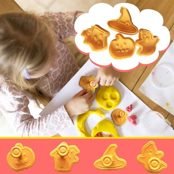 KTFgvq Baking Tools, Embossed Cookie Cutters, DIY Decorating Set, Spring Form Molds for Holiday Treats, Yellow