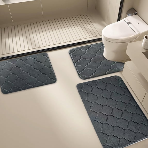 KTFgvq Bathroom Mat Set, Printed Floor Mats, Absorbent Toilet Cover, Non-Slip Bath Rug, for Home Decor, Multicolor