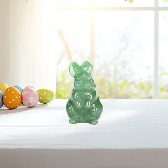 KTFgvq Crystal Bunny, Hand Carved Gemstone Rabbit Figurine, Decorative Stone Sculpture for Office Desk Coffee Table Shelf