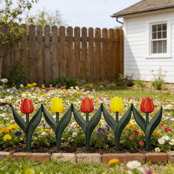 KTFgvq Decorative Garden Fence Border, Rustic Wood Style, Easy Assembly, Landscape Edging for Flower Beds and Pathways, Multicolor