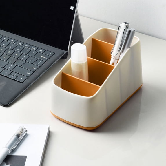 KTFgvq Desktop Organizer Box Compartmentalized Stationery Storage Card Holder Container for Desk Office Supplies, Yellow