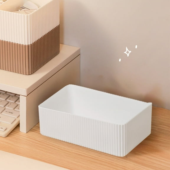 KTFgvq Desktop Organizer Box, Office Supply Caddy, Clutter Control, for Desk Drawer and Countertop Storage, Beige