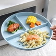 thumbnail image 1 of KTFgvq Divided Serving Tray, Round Meal Prep Plate with 3 Compartments, Portion Control Dish for Balanced Diet, Reusable Plastic Tableware, 8.66", Light Blue, 1 of 6