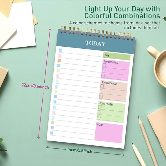 KTFgvq English Notebook A5 Coil Planner, Portable Daily Schedule Book, Sticky Notes, Learning Organizer for Office Tasks, Blue