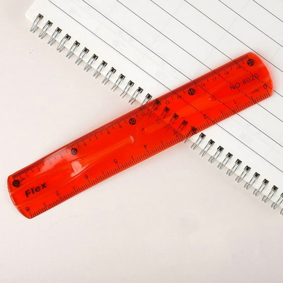 KTFgvq Flexible Ruler, Translucent Drawing Tool, Bendable Plastic, Straight Edge for Crafting Projects, Red