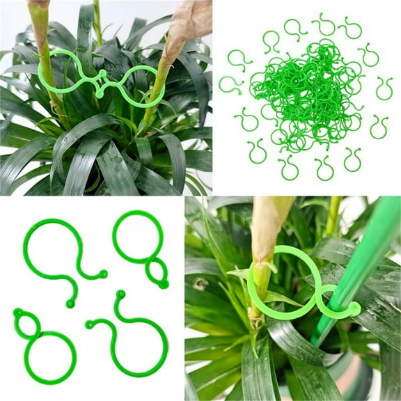 KTFgvq Flower Support Clips, Garden Strapping Buckles, Reusable Flower Ties, for Vine Training and Securing, Green