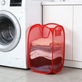 thumbnail image 1 of KTFgvq Foldable Mesh Laundry Hamper, Side Pocket Storage, Portable Carry Handles, Organizer for Dirty Clothes, Red, 1 of 9