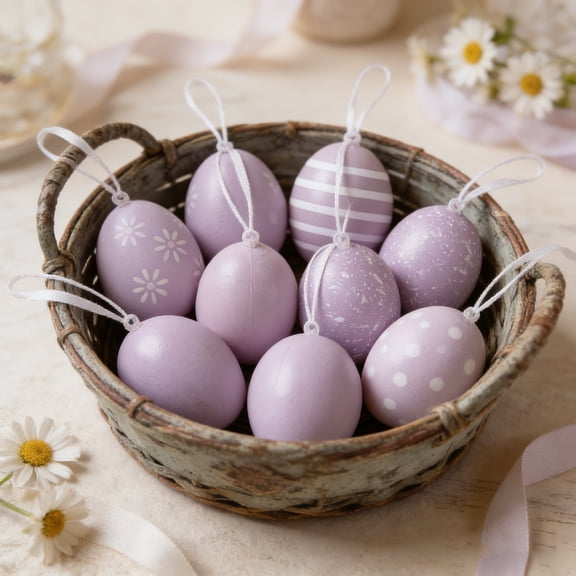 KTFgvq Hanging Easter Egg Pendants, Lightweight Plastic Ornaments, Festive Patterned Designs, Seasonal Tree Decor for Holiday Party Scenes