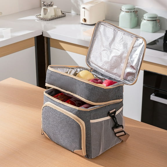 KTFgvq Insulated Lunch Bag Leak-Resistant Cooler Bag Adjustable Shoulder Strap Personalized Lunch Box for Work Office Commute, Gray