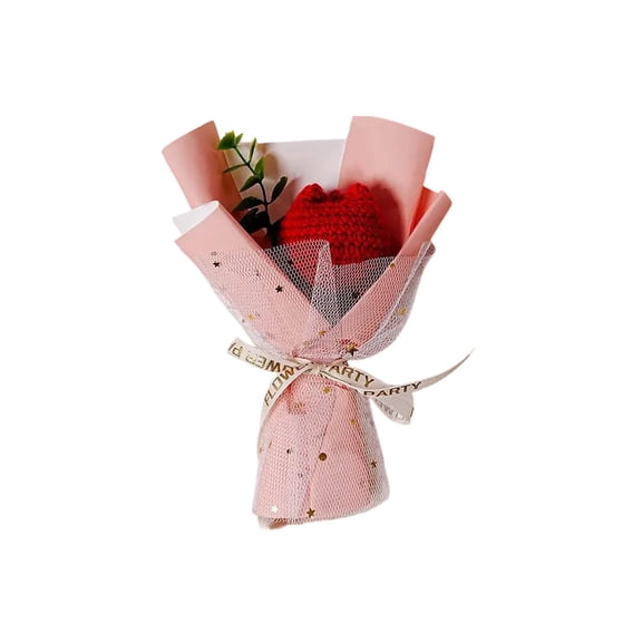 KTFgvq Knitted Flower Bouquet, Handcrafted Crochet Floral Decor, Artificial Yarn Flowers Home Ornament for Anniversary Mother Day Gifting