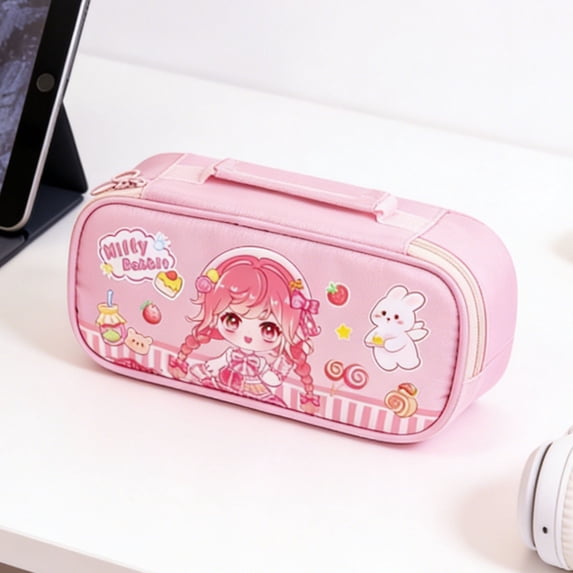 KTFgvq Large Capacity Pencil Case, Multi-Functional Stationery Bag for, Cute High-Appearance Pen Box, Keeps Supplies Organized, 8.27"
