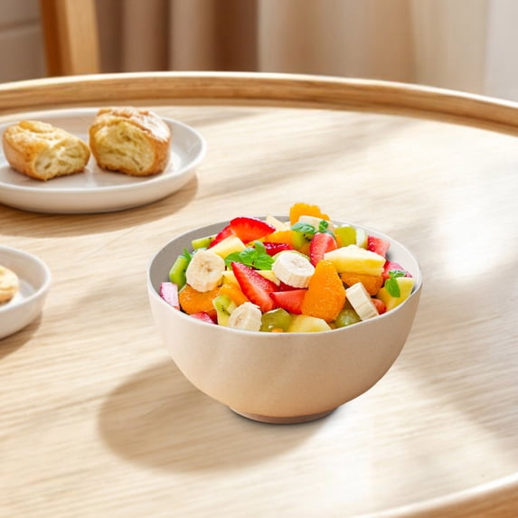 KTFgvq Large Straw Bowl, Household Tableware, Sturdy Dish, Versatile Serving, for Dining and Snacking, Beige