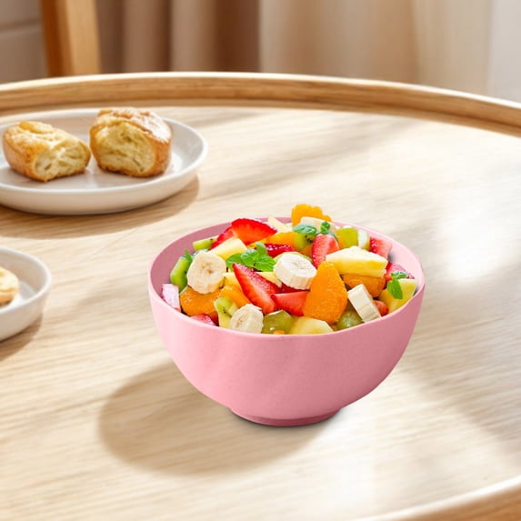 KTFgvq Large Straw Bowl, Household Tableware, Sturdy Dish, Versatile Serving, for Dining and Snacking, Pink