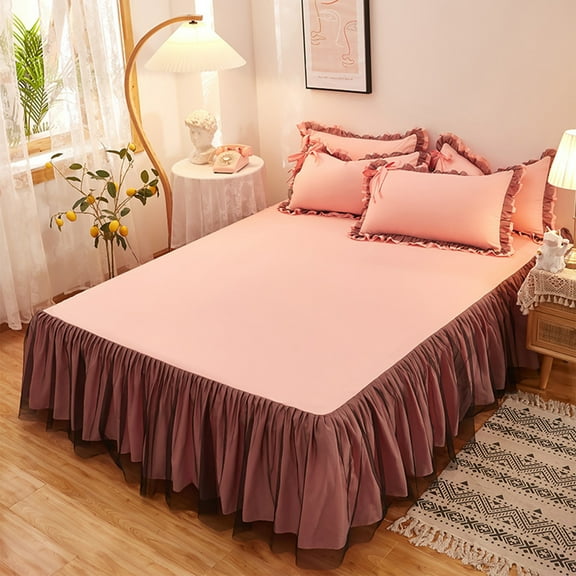 KTFgvq Mattress Cover Bed Skirt Protector Slip Defense Mesh Dust Barrier for Home Bedroom Decor, Pink