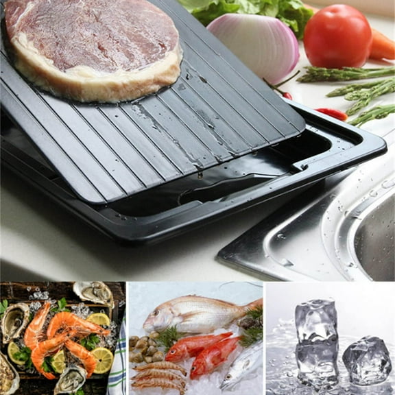 KTFgvq Meat Thawing Tray, Rapid Defrosting, Drip Catcher, Efficient Food Prep, for Kitchen Countertop Use, Black