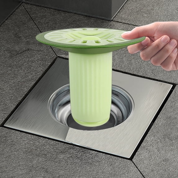 KTFgvq Multi-Purpose Toilet Floor Drain Cover Automatic Closure Odor Proof Easy Installation for Bathroom Shower Sink, Green