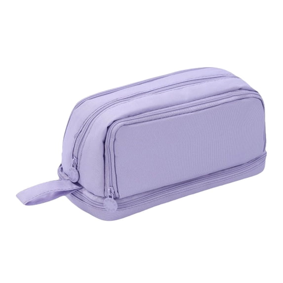 KTFgvq Pencil Case Four Compartment Organizer Solid Color Large Capacity Storage Bag for Supplies, Purple