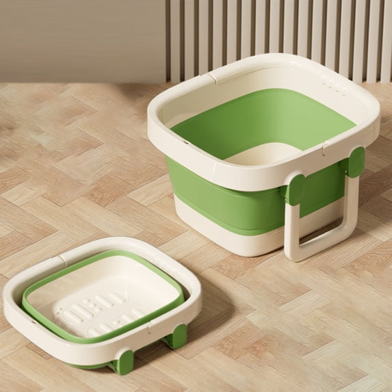 KTFgvq Portable Folding Tub, Insulated Soaking Basin, Deep Calf Wash Bucket for Home Use, Green