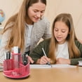 thumbnail image 1 of KTFgvq Rotating Pen Holder Organizer, Spinning Storage Cup, Desktop Stationery Container for Office Desk Supplies, Red, 1 of 8