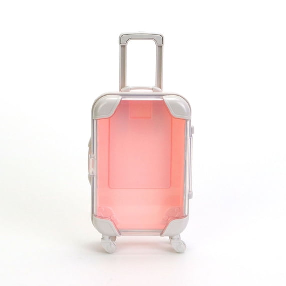 KTFgvq Simulation Suitcase Puzzle, Transparent Storage Box, Mini Travel Case for Doll Accessories, Pink