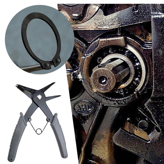 KTFgvq Snap Ring Pliers, Dual Head Design, Interchangeable Tips, Internal External Retaining Ring Removal, for Automotive Repair and Machinery Maintenance, Gray