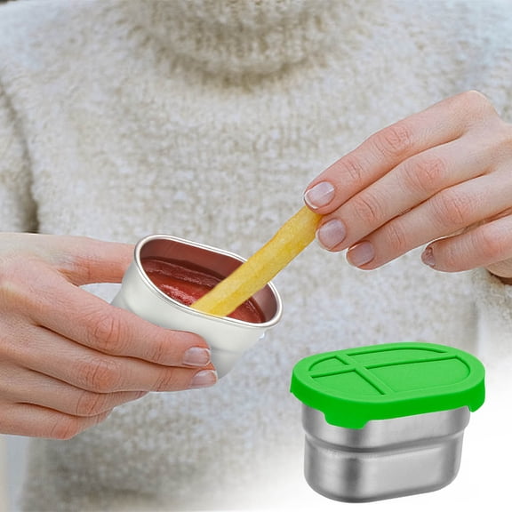 KTFgvq Stainless Steel Crispers Bento Box, Dipping Dish Set, Sturdy Kitchen Storage, Ideal for Snacks Meals Picnics, Green