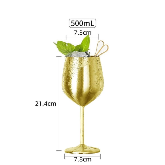 KTFgvq Stainless Steel Wine Glasses, Elegant Shatter-Resistant Drinkware, Modern Barware for Cocktails and Beverages, Gold