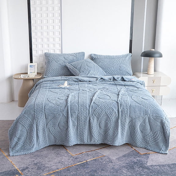 KTFgvq Velvet Checkered Blanket Soft Warm Plush Throw for Sofa Bedroom Decor, Blue