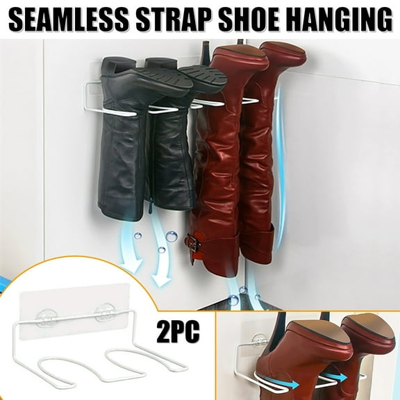 KTFgvq Wall Mounted Boot Rack Metal Shoe Organizer Hanging Shelf for Entryway Closet Storage, White