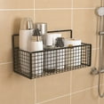 thumbnail image 1 of KTFgvq Wall Mounted Shelf, Rustic Wood Look, Metal Frame, Storage Organizer for Bathroom Kitchen, Black, 1 of 8