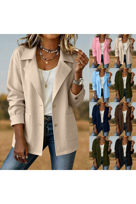 Women's Button Up Shacket, Collared Utility Jacket, Relaxed Fit Casual Coat with Exterior Pocket for Casual Work, Light Blue 2XL