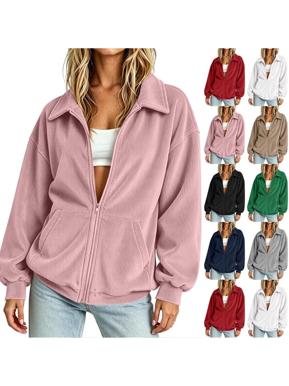 Women's Ribbed Zip-Up Bomber Jacket, Casual Athletic Outerwear, Long Sleeve Sporty Coat for Casual Athleisure Work, Green S