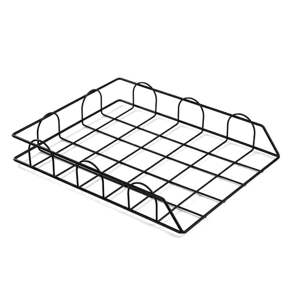Leodye 1PCS Stackable Metal Document Tray Desktop Letter Paper File Organizer Decorative office Desk Storage for Notebooks Letters Documents -12.13*9.84*2.01IN