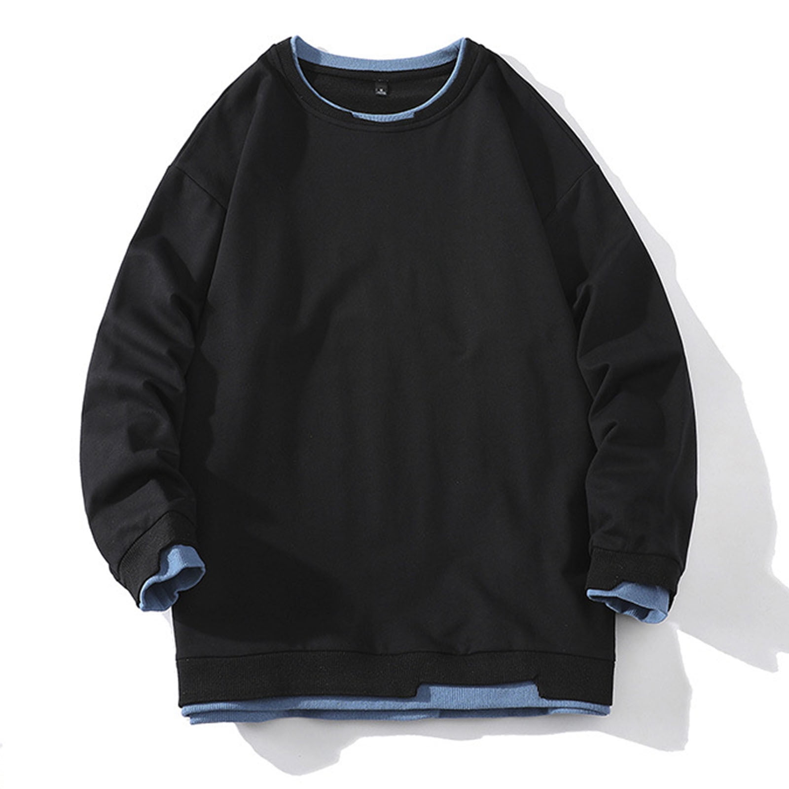 KTJTDRVH Men's Long Sleeve Sweatshirt Patchwork Hoodless Off Shoulder